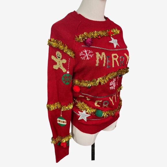 Ugly Christmas Sweater No Boundaries Merry Everything  Sweater Women's Small - Picture 2 of 8